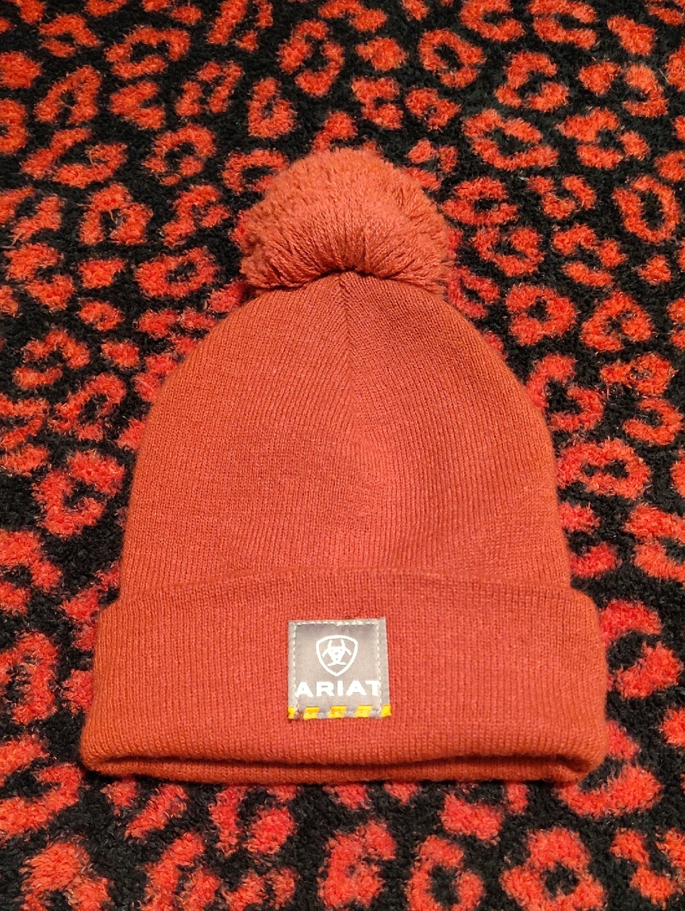 Ariat Kids Rust-Orange Pom Beanie